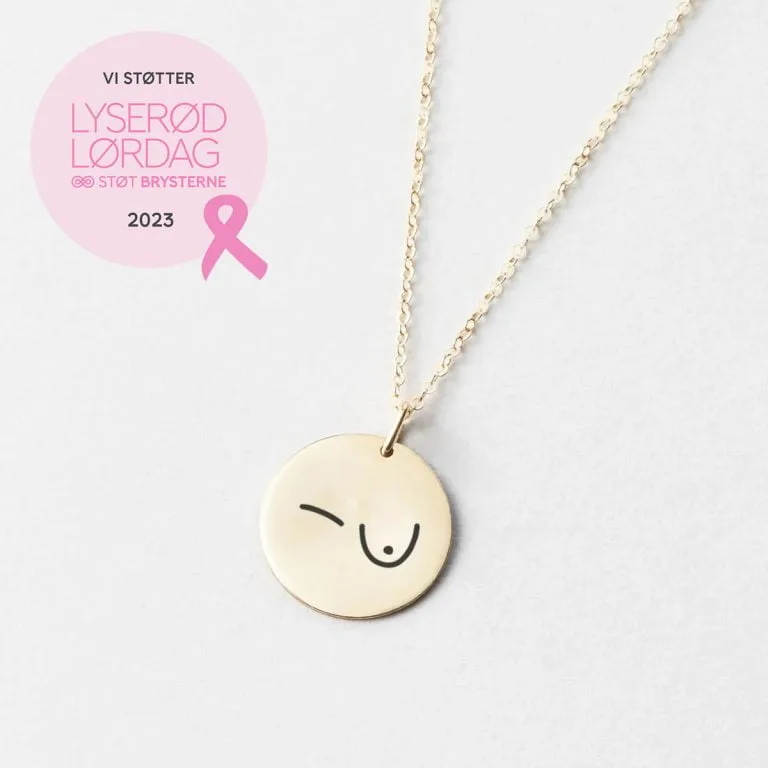"En Enkelt" Boobies Halskæde - Personligt Smykke fra Øndig Jewellery. Du støtter med 100 kr. til Støt Brysterne når du køber denne “En Enkelt” Boobies Halskæde. Din støtte går direkte til forskning i brystkræft..