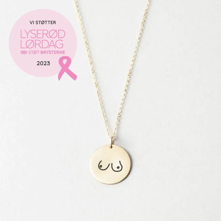 Dråbeformede Boobies Halskæde - Personligt Smykke fra Øndig Jewellery. Du støtter med 100 kr. til Støt Brysterne når du køber denne “Dråbeformede” Boobies Halskæde. Din støtte går direkte til forskning i brystkræft..