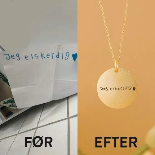 Halskæde med dit barns børnetegning indgraveret