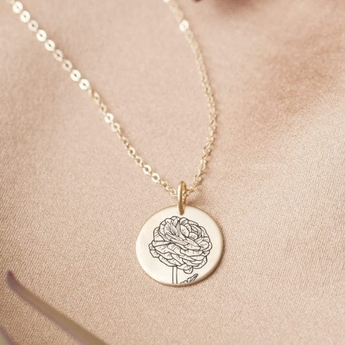 Ranunkel Line Art - Personligt Smykke fra Øndig Jewellery. Personlig line art-halskæde: Skønhed, kærlighed og unikke minder