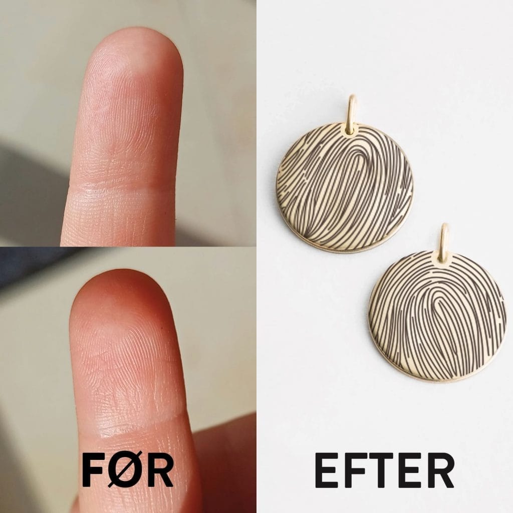 Dit fingeraftryk som lineart - Personligt Smykke fra Øndig Jewellery. Dit fingeraftryk i elegant lineart - unik gaveidé!