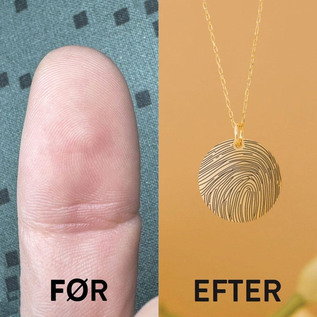 Dit fingeraftryk som lineart - Personligt Smykke fra Øndig Jewellery. Dit fingeraftryk i elegant lineart - unik gaveidé!