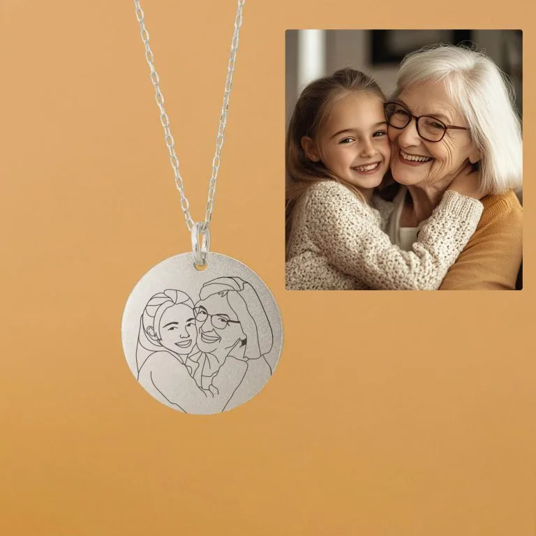 Line-Art-Kette mit deinem Foto