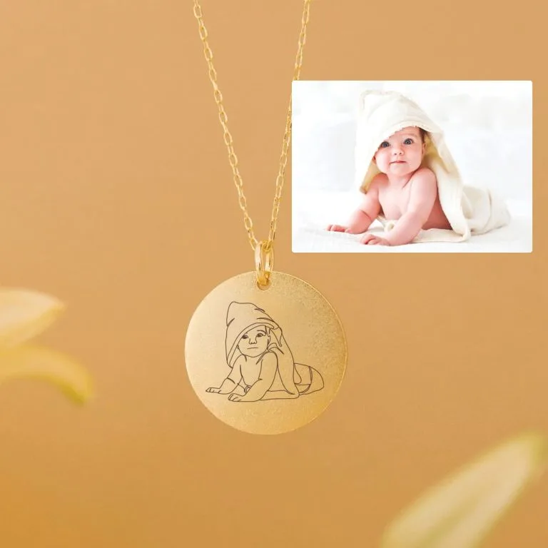 Line-Art-Kette mit deinem Foto