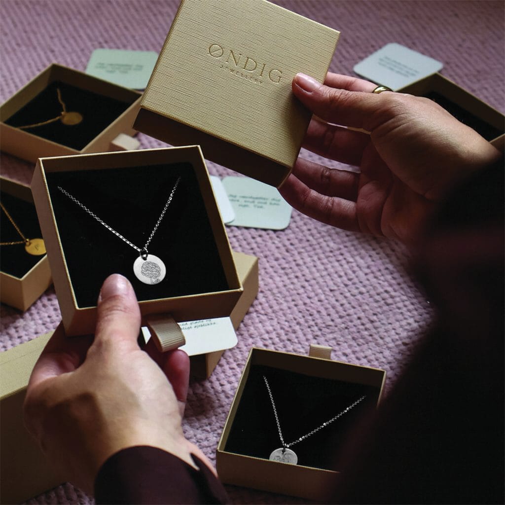 Ranunkel Line Art - Personligt Smykke fra Øndig Jewellery. Indgravér dine minder i dansk design