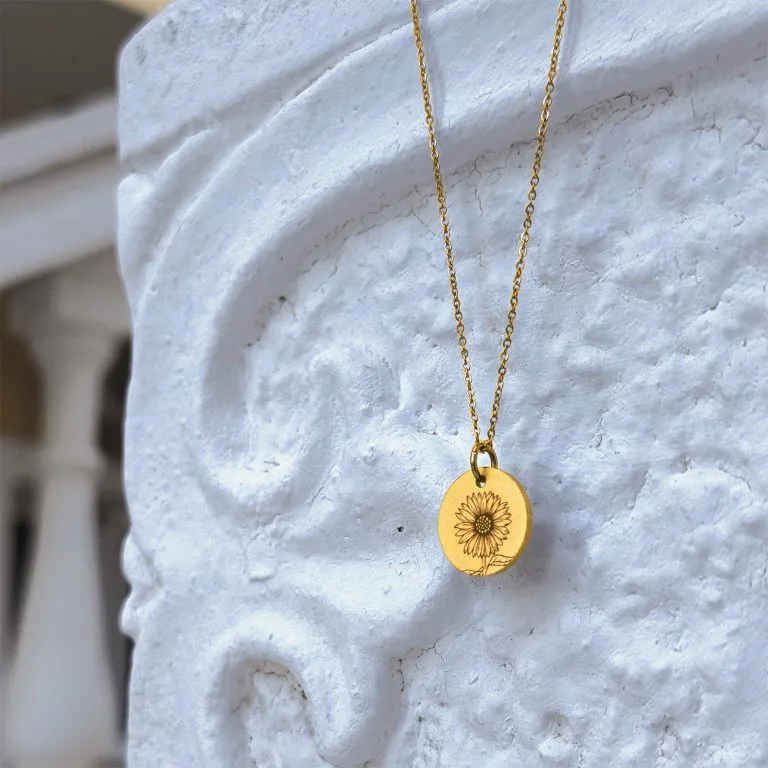 Solsikke Line Art - Personligt Smykke fra Øndig Jewellery. Skab minder med personlig gravering