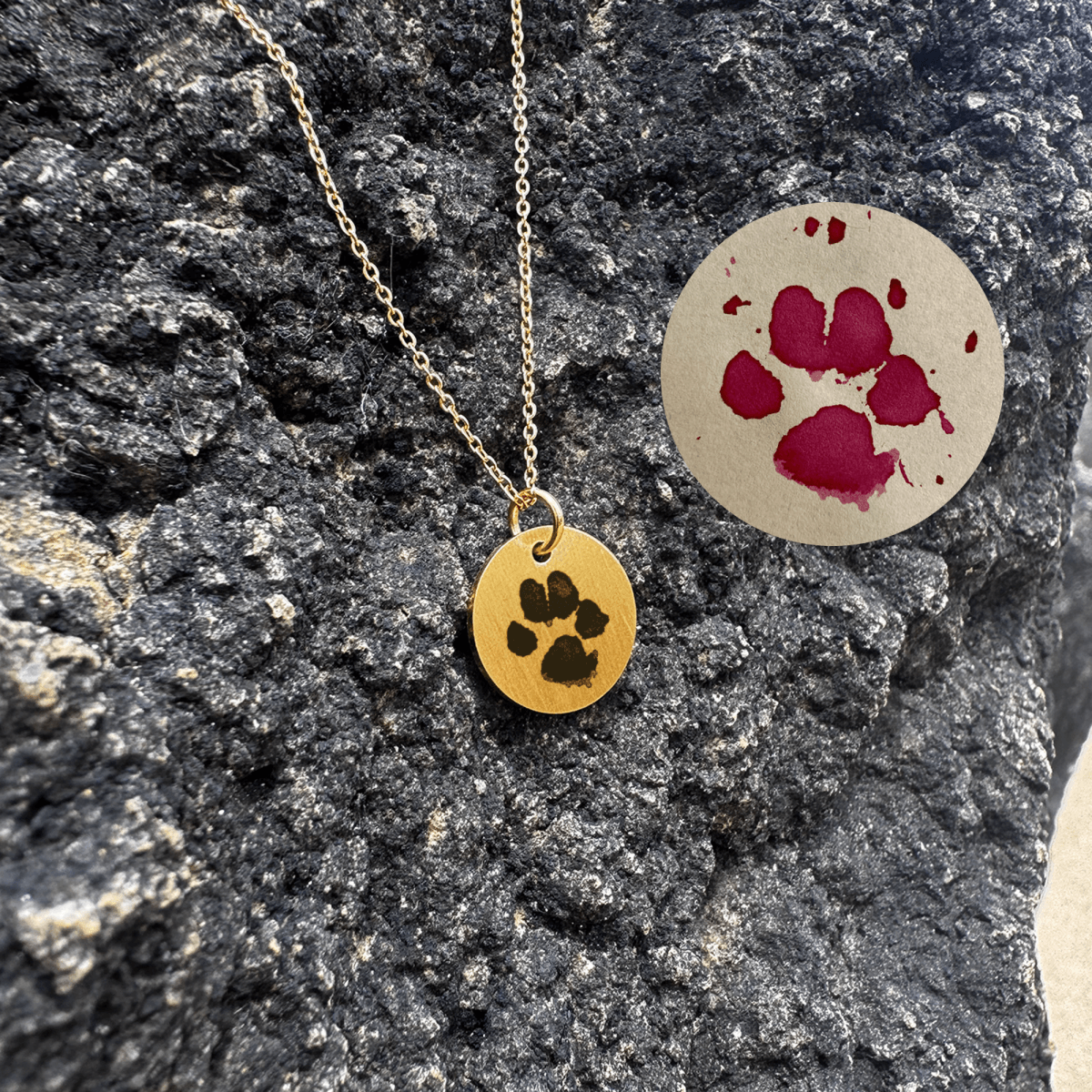 hunde-pote-cirkel-2.png Hundepote aftryk - Personligt Smykke fra Øndig Jewellery. Forevig dit bånd med dit kæledyr