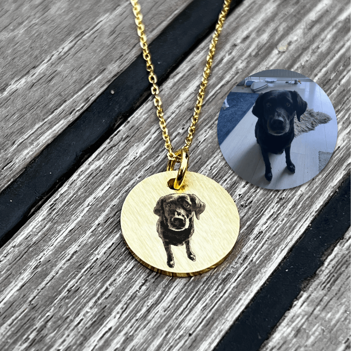 hund-foto-halskaede-circle-2.png Fotohalskæde af din hund - Personligt Smykke fra Øndig Jewellery. Bær din hund tæt på hjertet